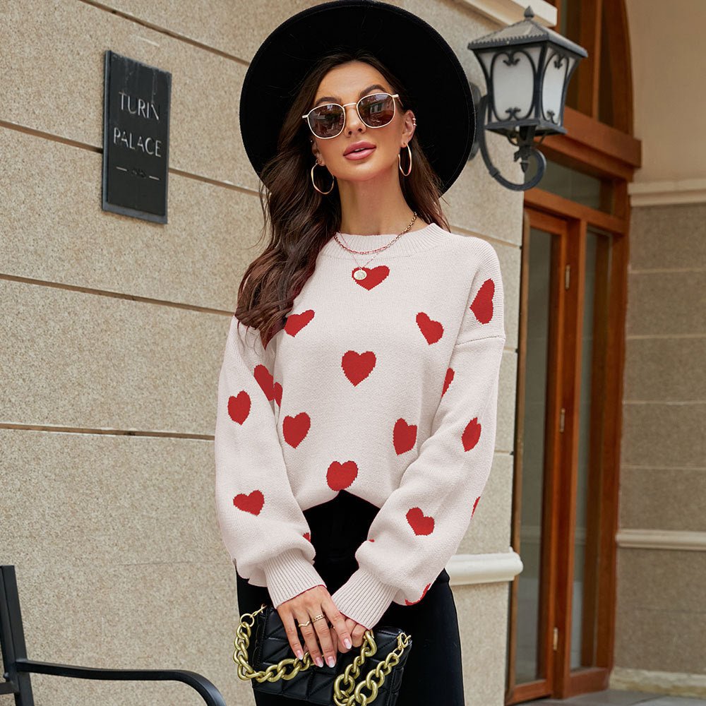 Winter Valentine’s Love Pullover – Women’s Loose Fit Sweater