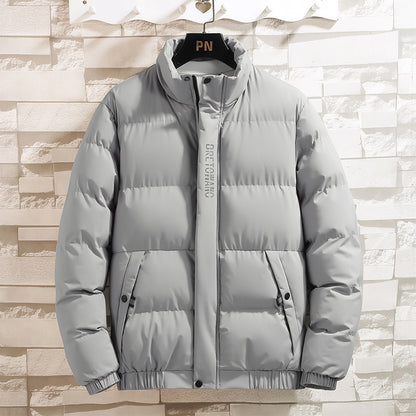 Men’s Winter Korean-Style Down Jacket – Thickened Cotton Stand Collar Warm Coat