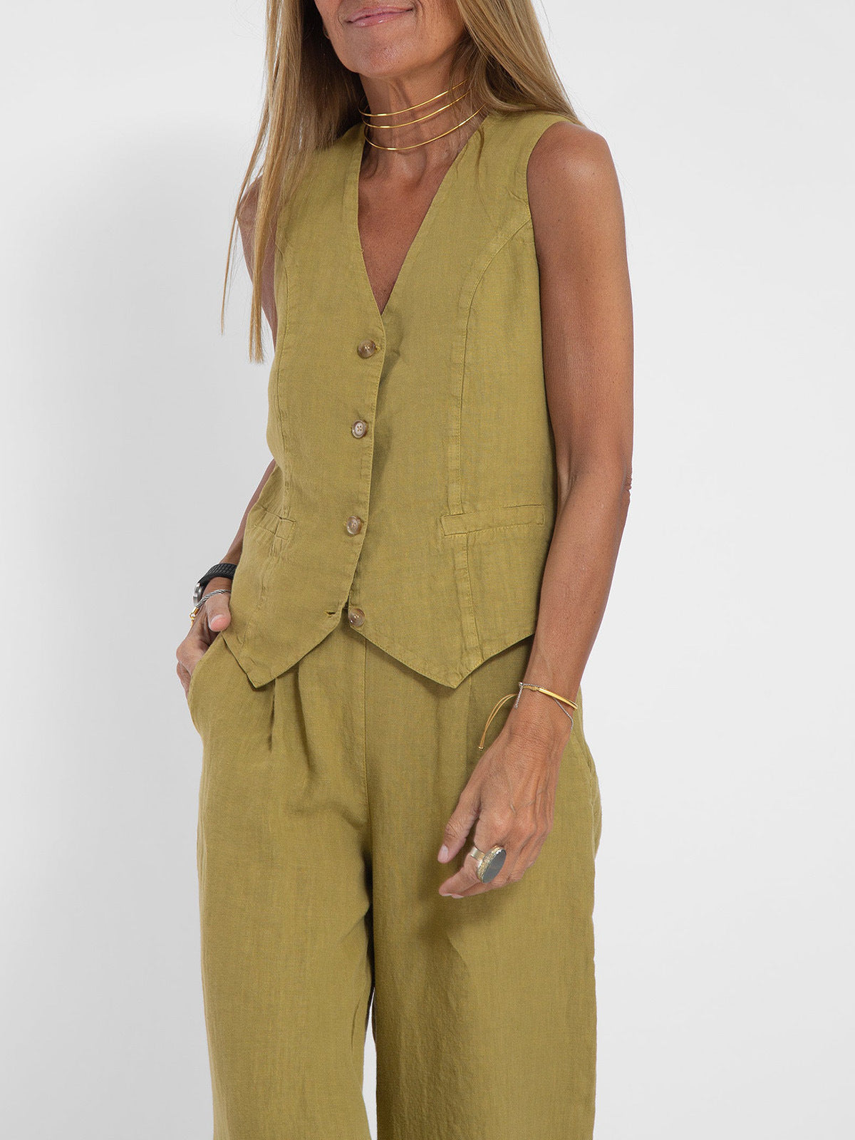 🌿Women's Cotton Linen Vest & Trousers Two-Piece Set 🎀