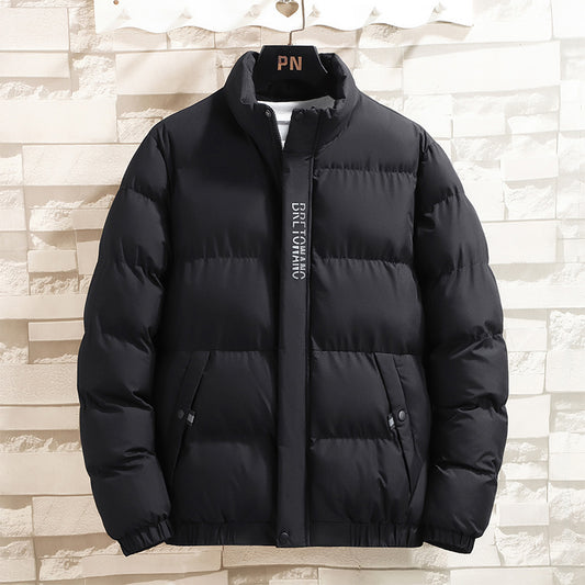 Men’s Winter Korean-Style Down Jacket – Thickened Cotton Stand Collar Warm Coat