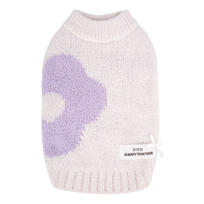 Flower Sweater – Autumn / Winter Pet Clothing for Small Dogs
