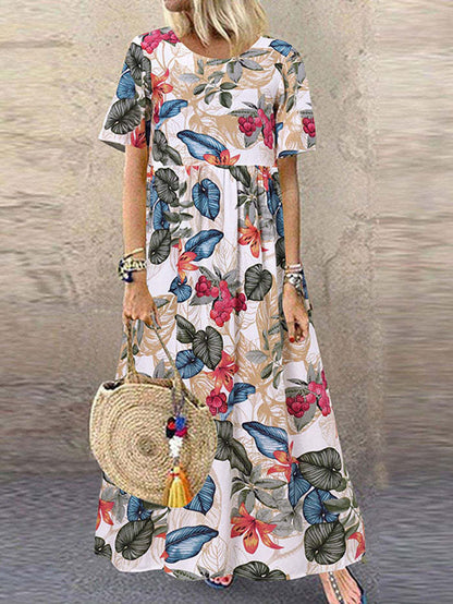 💕 Damen Retro Maxikleid mit Blumenmuster in A-Linie 👗