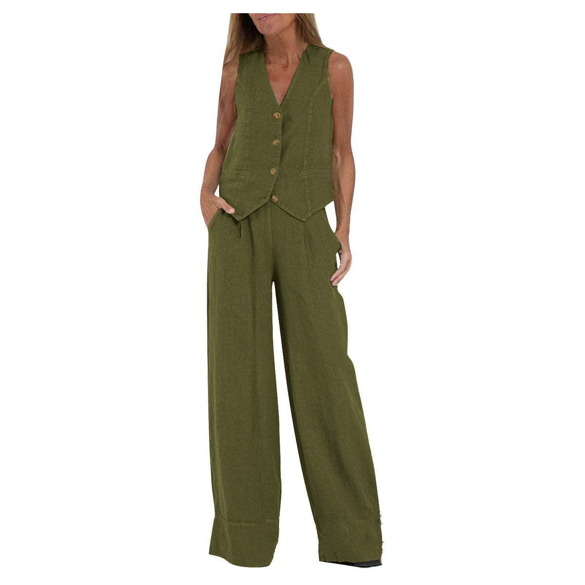 🌿Women's Cotton Linen Vest & Trousers Two-Piece Set 🎀