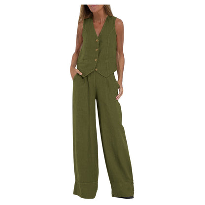 🌿Women's Cotton Linen Vest & Trousers Two-Piece Set 🎀