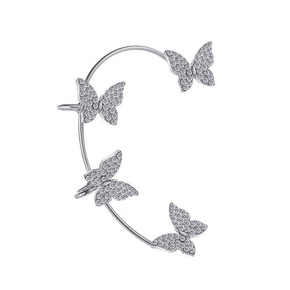 Manchette d'oreille papillon féérique en zircon pour femme – Boucles d'oreilles à clip sans perçage