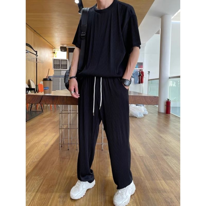 😎Koreanischer, seidig fallender Sommeranzug für Herren – leicht, atmungsaktiv, locker und bequeme Freizeitkleidung
