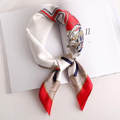 Striped Silk-Look Square Scarf
