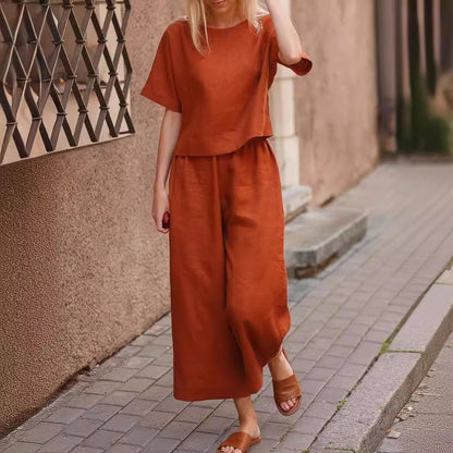 🌿Solid Color Loose Fit Two-Piece Outfit 📌
