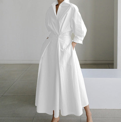 Lined Long-Sleeve Swing Dress