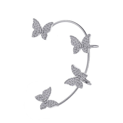 Manchette d'oreille papillon féérique en zircon pour femme – Boucles d'oreilles à clip sans perçage