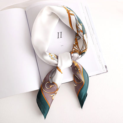 Striped Silk-Look Square Scarf