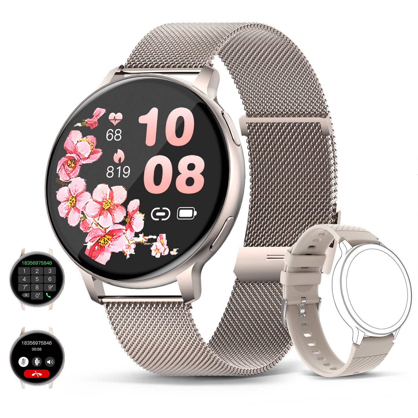 S53 Smart Watch – 1.39" round HD screen, Bluetooth calling, pedometer, multi-sports modes, and weather updates