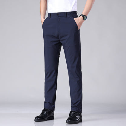 👖Men’s Ice Silk Drape Trousers – Summer Thin, High Elastic, Quick‑Dry Casual Business Pants