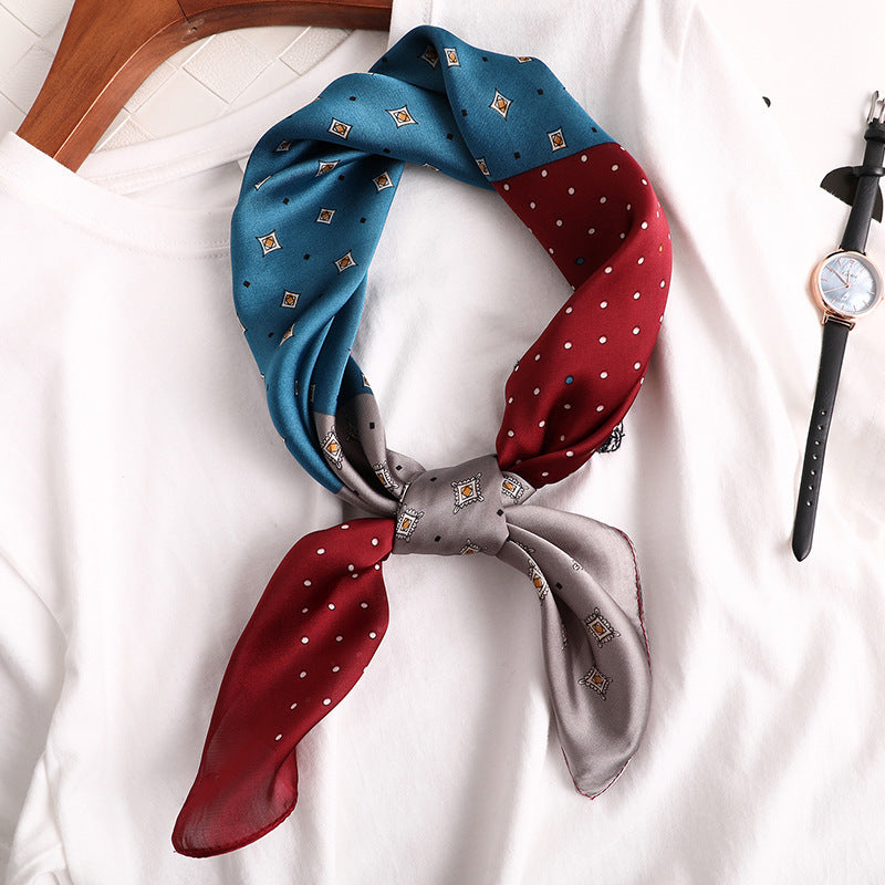 Striped Silk-Look Square Scarf