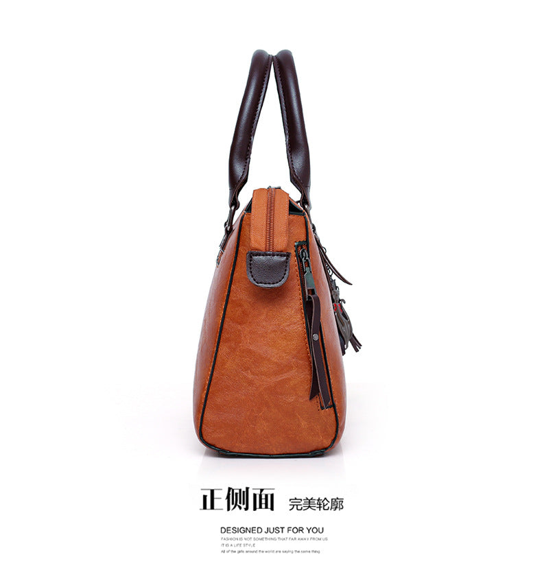 👜Women’s Handbag Set – 4‑Piece Oily Leather Shoulder Bags
