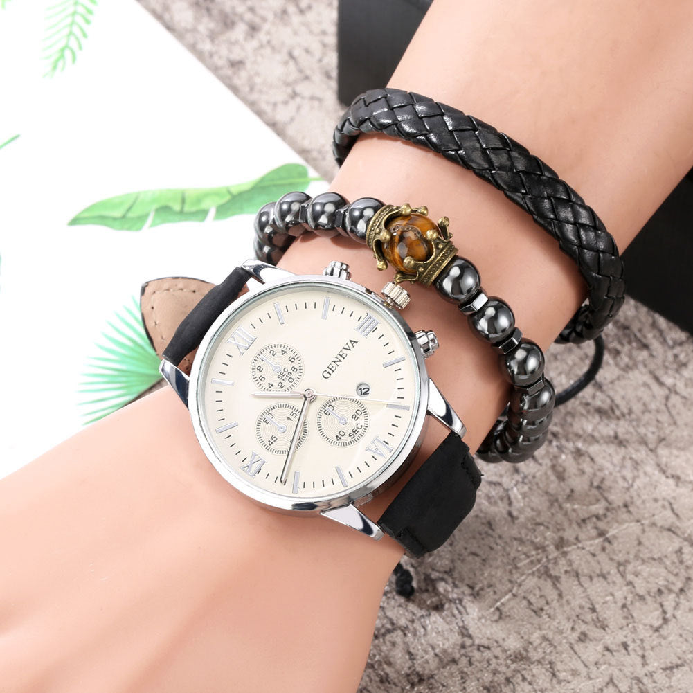Coffret cadeau pour homme – Montre calendrier avec bracelet 3 pièces