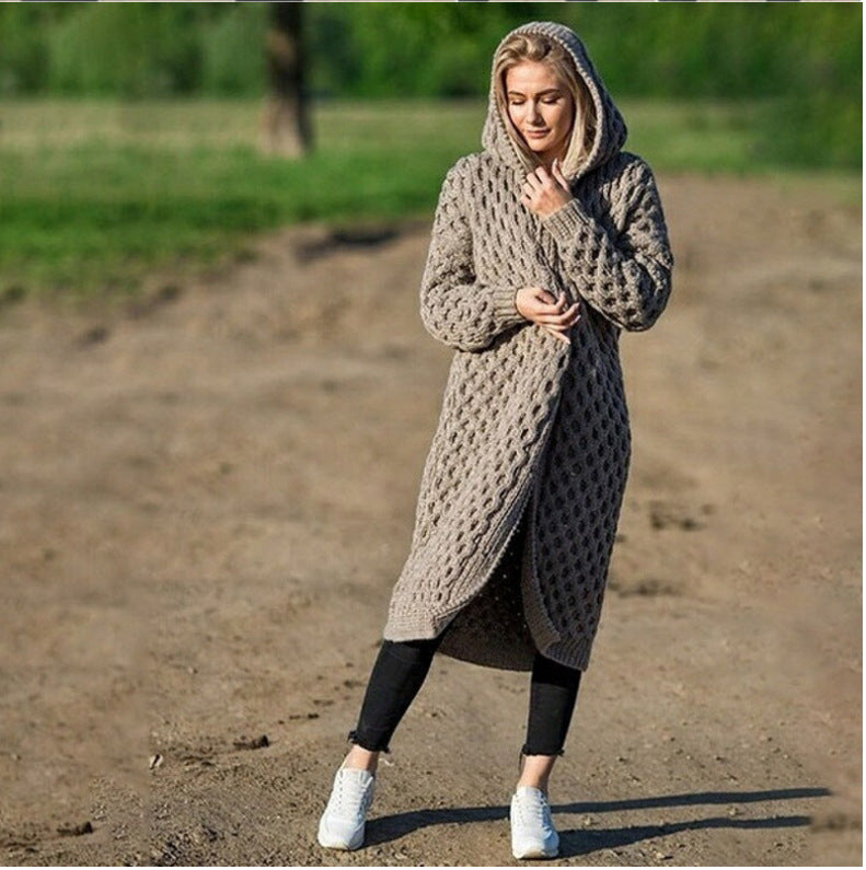 Women's Hooded Knit Cardigan Coat