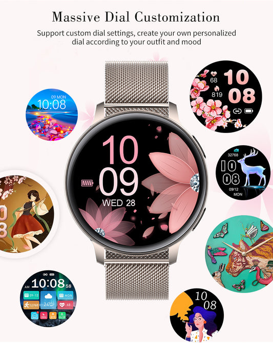 S53 Smart Watch – 1.39" round HD screen, Bluetooth calling, pedometer, multi-sports modes, and weather updates