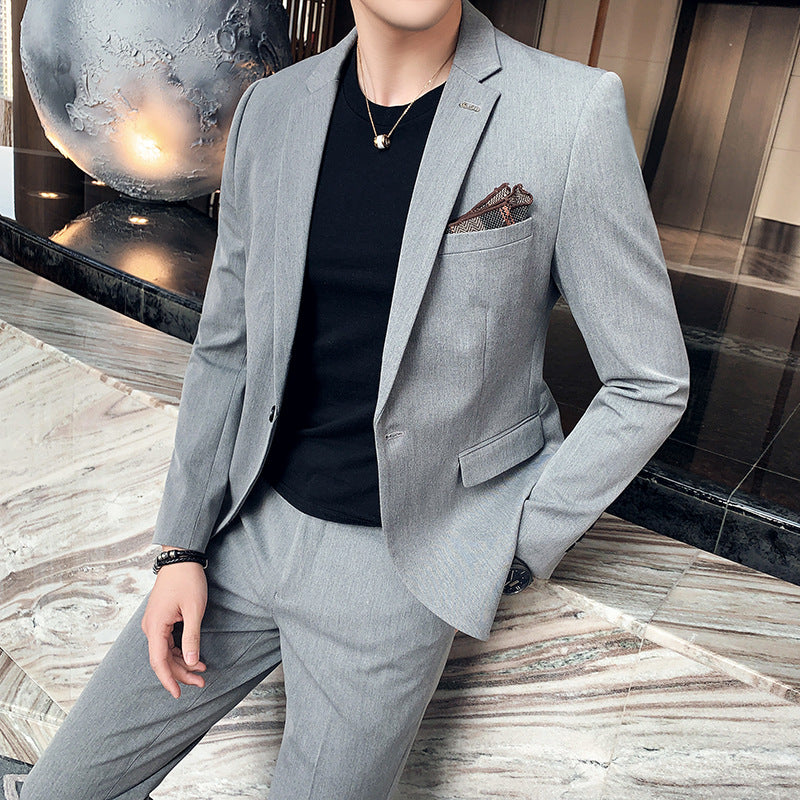 👔Herrenanzug im koreanischen Stil – Weiß, zweiteilig, Ein-Knopf, Business-Casual Bräutigam-Outfit