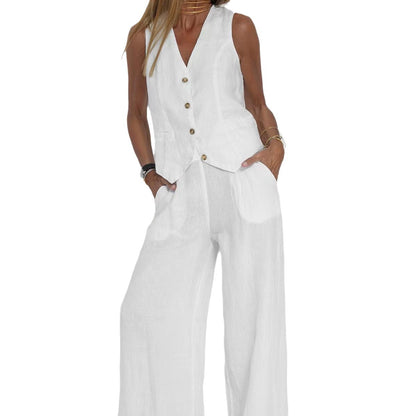 🌿Women's Cotton Linen Vest & Trousers Two-Piece Set 🎀