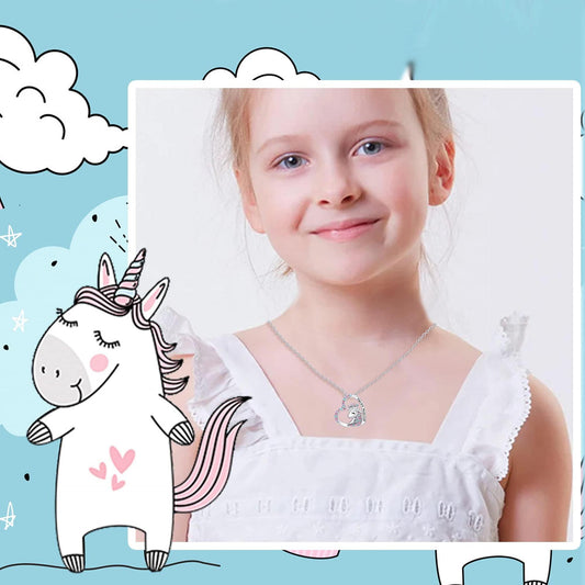 Unicorn necklace & earrings set for kids