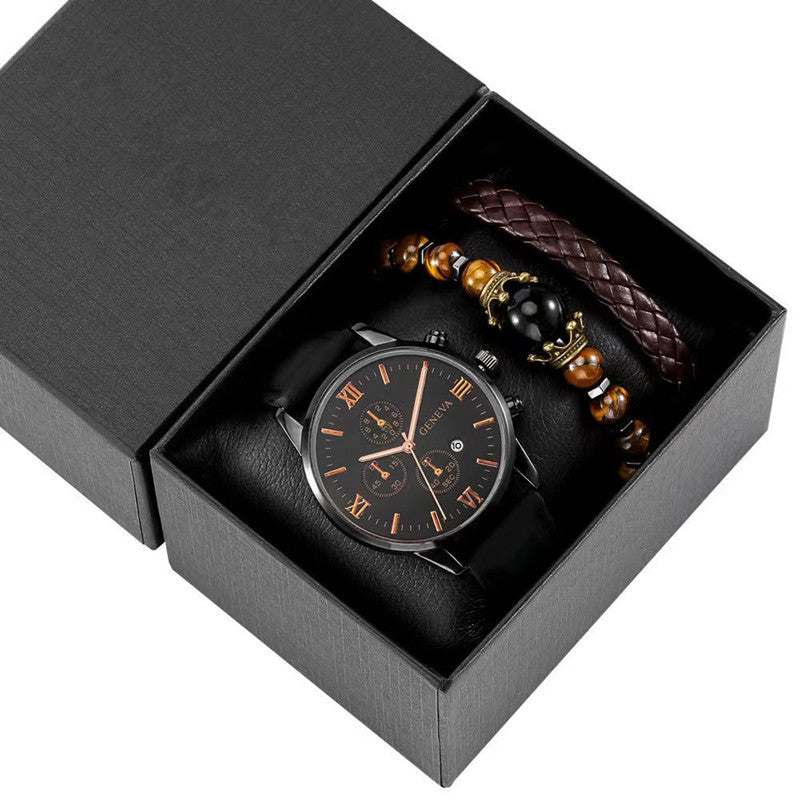 Coffret cadeau pour homme – Montre calendrier avec bracelet 3 pièces