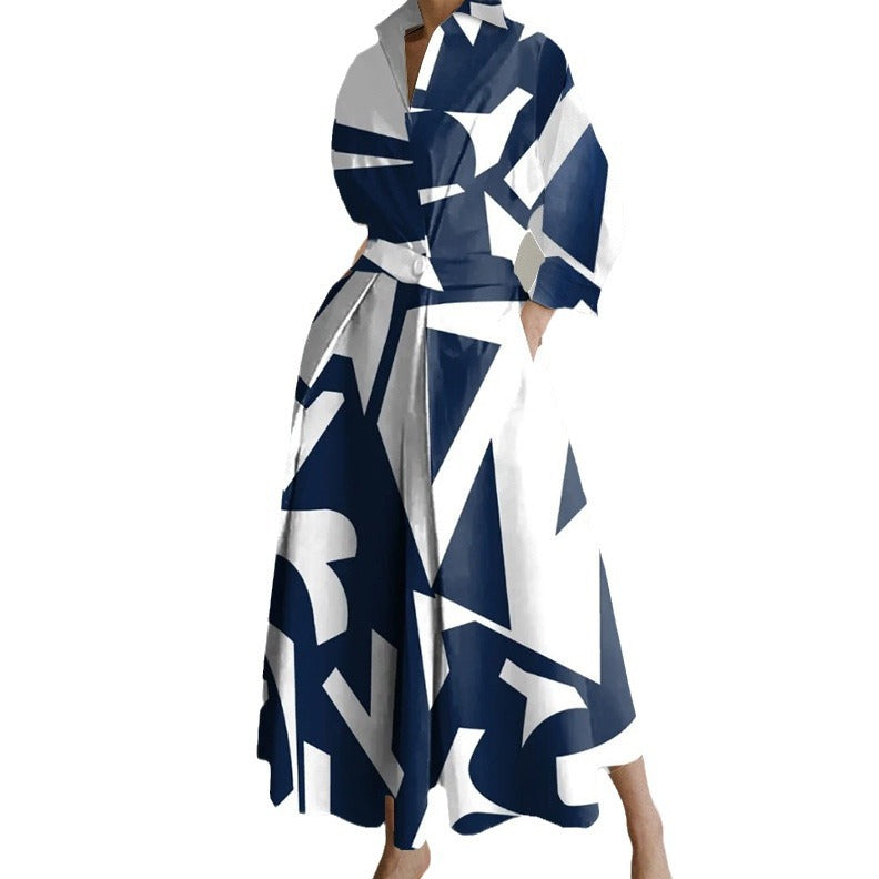 Lined Long-Sleeve Swing Dress