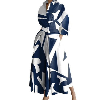 Lined Long-Sleeve Swing Dress