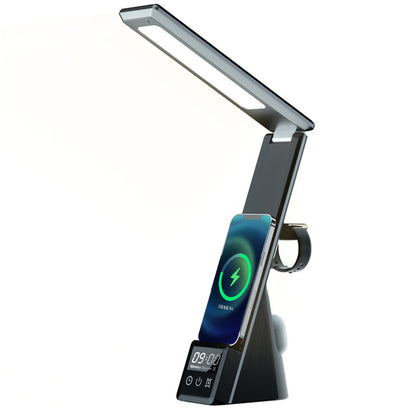 💡Kreative faltbare Schreibtischlampe – 15W kabelloses Ladegerät für Telefon, Kopfhörer & Uhr, Multifunktions-Augenschutz