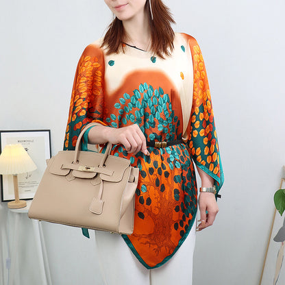 Silk pullover sunscreen silk scarf shawl women's sunscreen clothing in summer with large size loose changeable