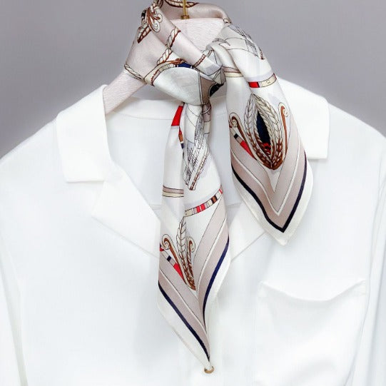 Striped Silk-Look Square Scarf