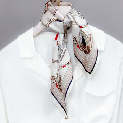 Striped Silk-Look Square Scarf