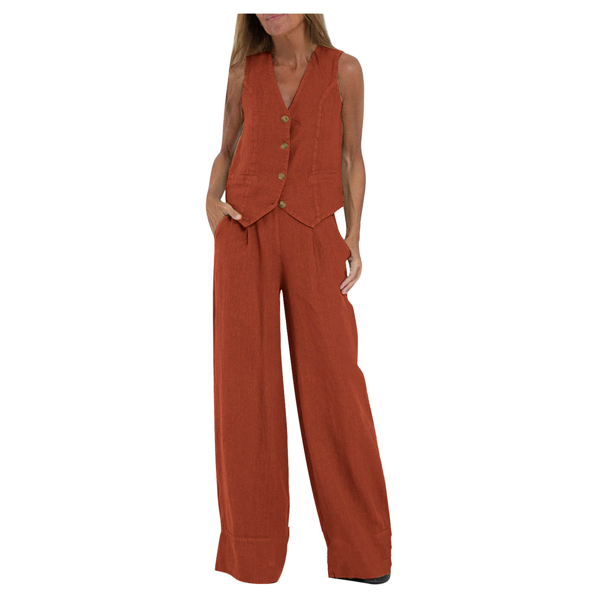 🌿Women's Cotton Linen Vest & Trousers Two-Piece Set 🎀