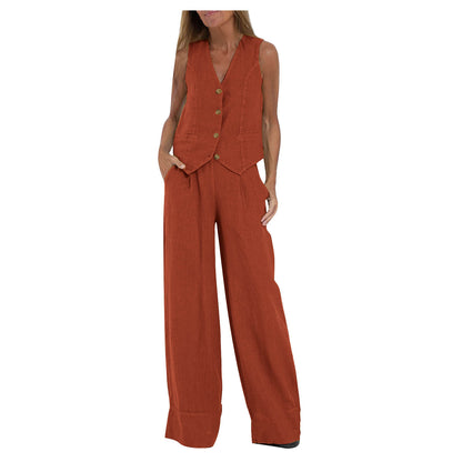 🌿Women's Cotton Linen Vest & Trousers Two-Piece Set 🎀