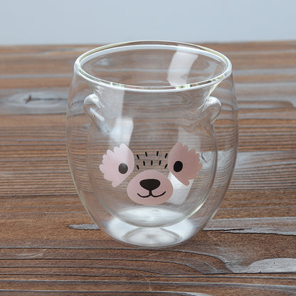 🥤Cartoon Double‑Layer Glass Cup 🌞