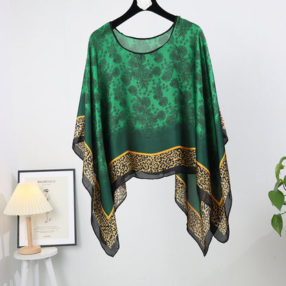 Silk pullover sunscreen silk scarf shawl women's sunscreen clothing in summer with large size loose changeable