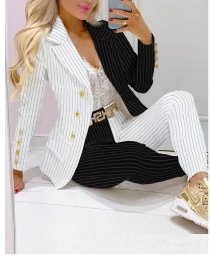 🌸 Lässiger Hosenanzug für Damen – Langarm-Blazer & Hose