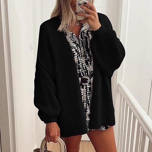 🧶 Autumn / Winter Women’s Knitted Cardigan – Casual Loose Sweater Jacket