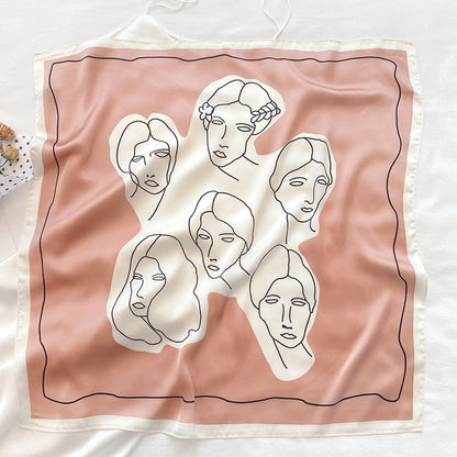 Striped Silk-Look Square Scarf
