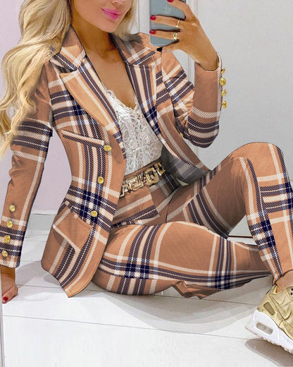 🌸 Lässiger Hosenanzug für Damen – Langarm-Blazer & Hose