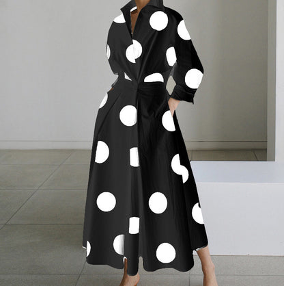 Lined Long-Sleeve Swing Dress