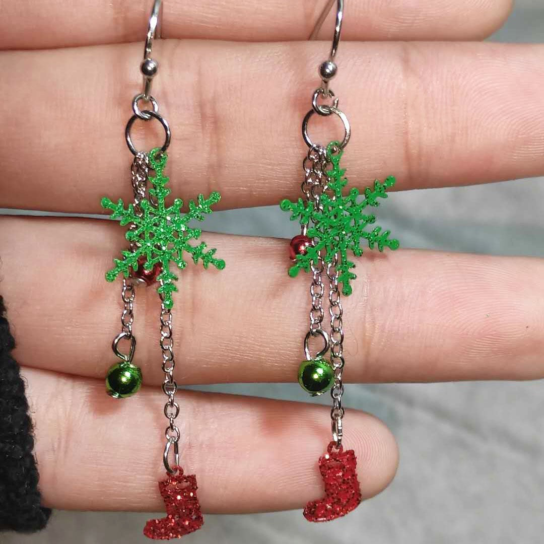 Christmas-themed alloy earrings