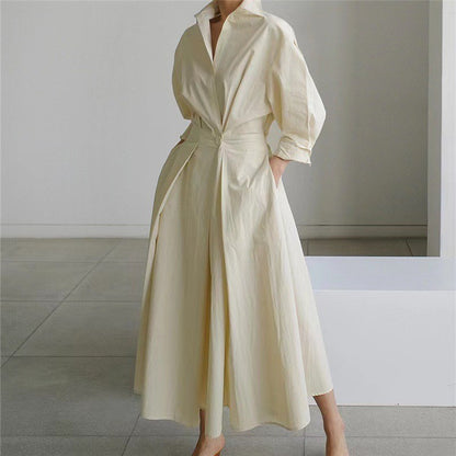 Lined Long-Sleeve Swing Dress