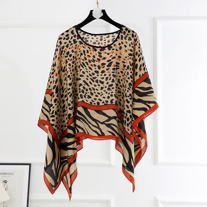 Silk pullover sunscreen silk scarf shawl women's sunscreen clothing in summer with large size loose changeable