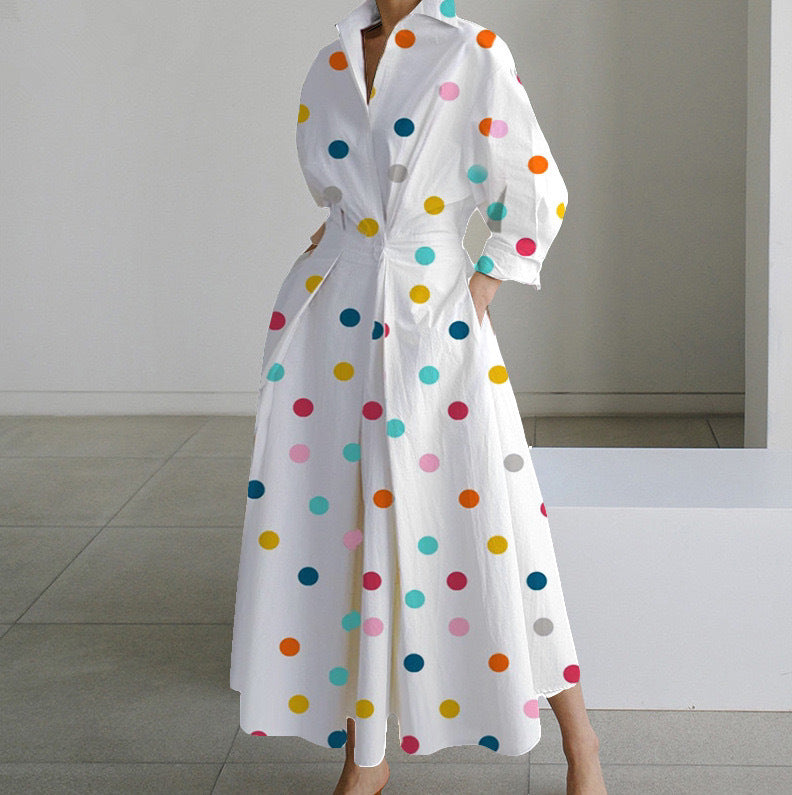 Lined Long-Sleeve Swing Dress