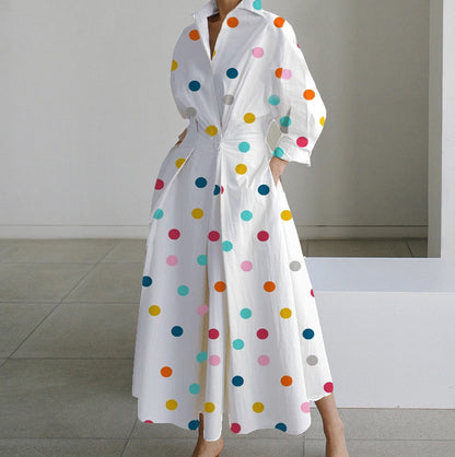 Lined Long-Sleeve Swing Dress