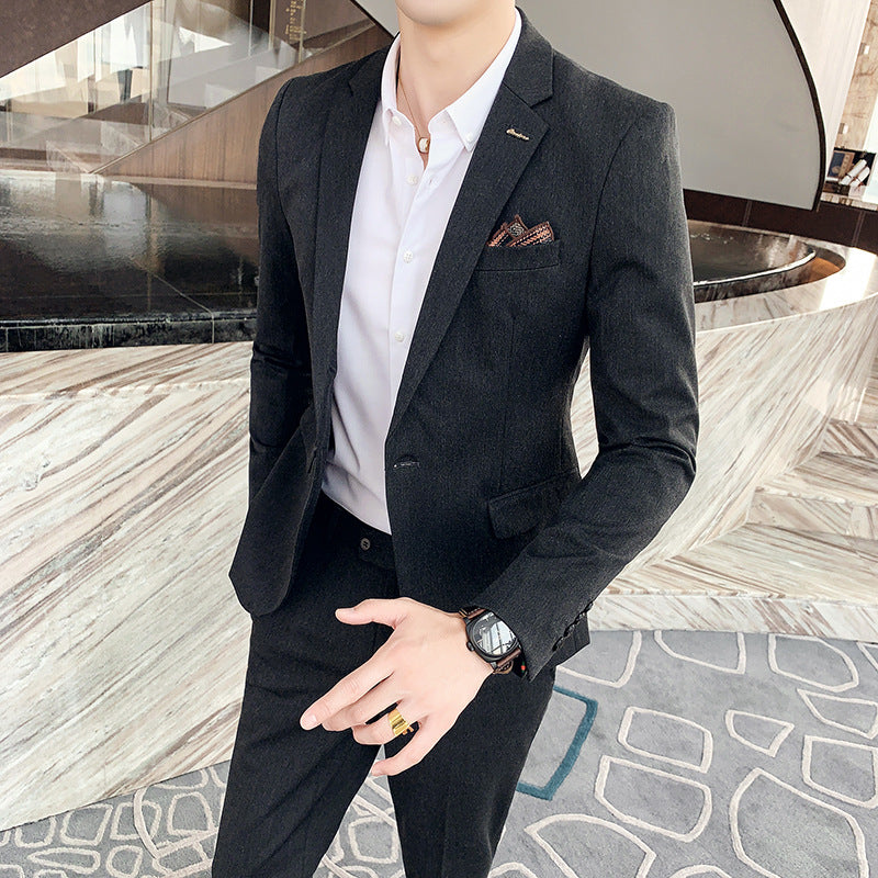 👔Herrenanzug im koreanischen Stil – Weiß, zweiteilig, Ein-Knopf, Business-Casual Bräutigam-Outfit