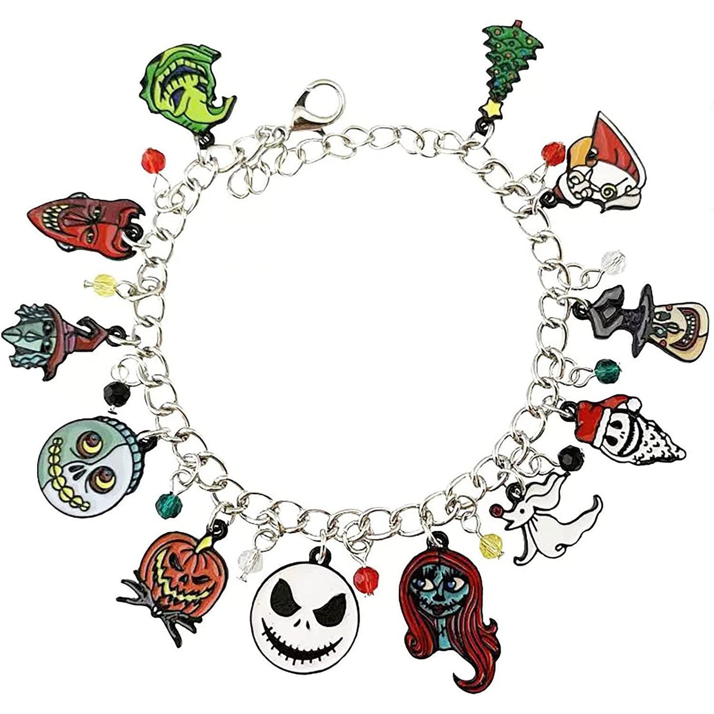 Combo bracelet featuring pumpkin, spider, bat, and ghost charms
