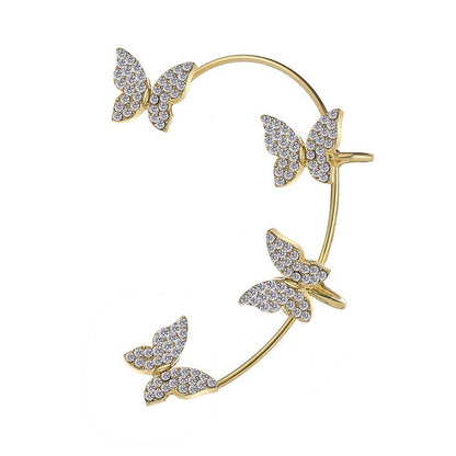 Manchette d'oreille papillon féérique en zircon pour femme – Boucles d'oreilles à clip sans perçage
