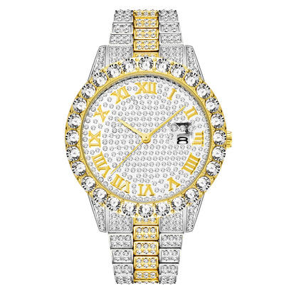 Ensemble montre et bracelet en diamant (2 pièces) – Style chaîne (sans boîte cadeau)